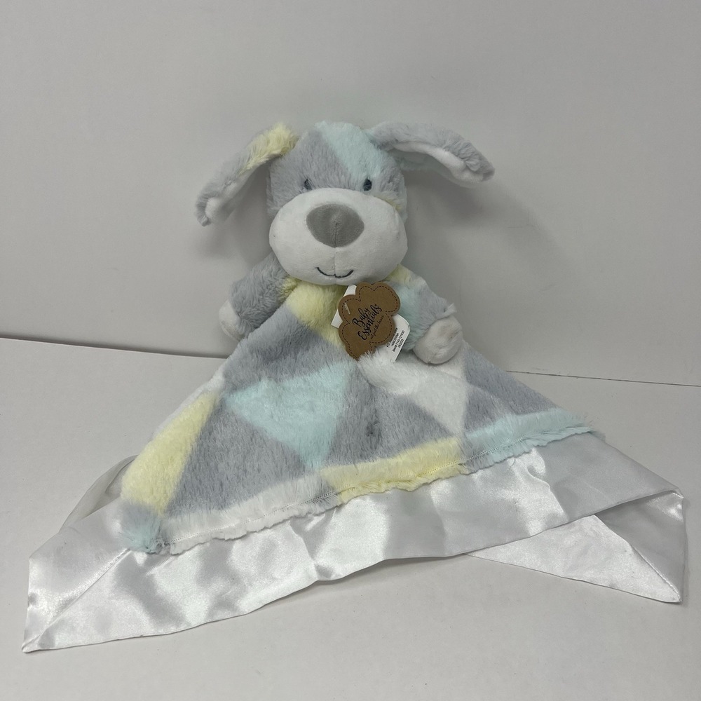 Baby Essentials Dog Lovey OS Multicolor Puppy Plush Satin Border Geometric